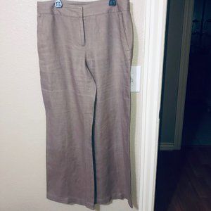 Tan Italian Coast 100% Linen Straight leg Pants Size 12